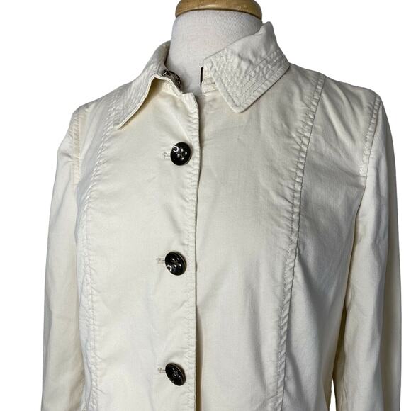 TALBOTS Ivory White Twill Utility Jacket Size 10 Womens Button Cotton Nylon - Picture 2 of 10